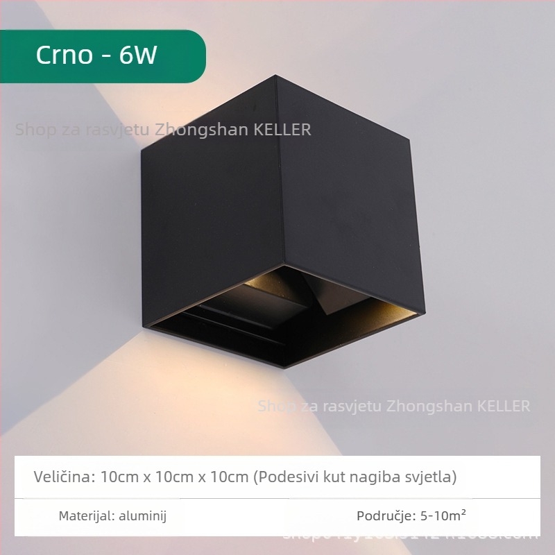 LED zidna svjetiljka, KLS-023, kvadratno staklena sjenila, 85-265V, vijek trajanja 5000 h, moderan minimalistički stil