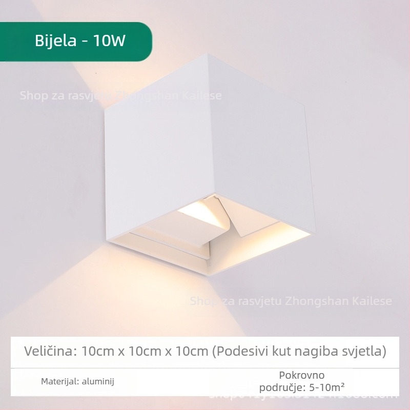 LED zidna svjetiljka, KLS-023, kvadratno staklena sjenila, 85-265V, vijek trajanja 5000 h, moderan minimalistički stil