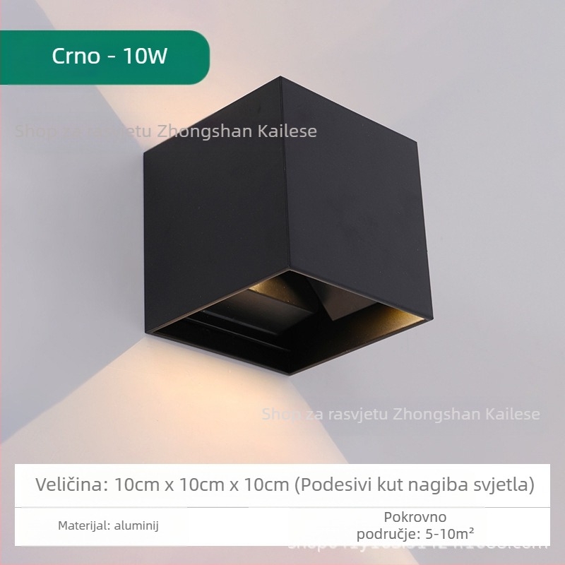 LED zidna svjetiljka, KLS-023, kvadratno staklena sjenila, 85-265V, vijek trajanja 5000 h, moderan minimalistički stil