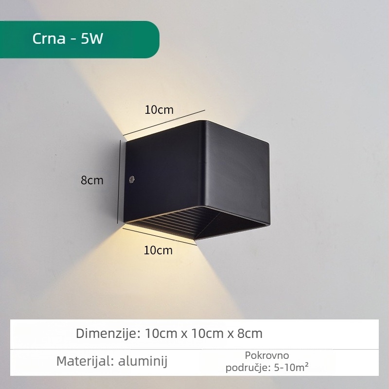 LED zidna svjetiljka, KLS-023, kvadratno staklena sjenila, 85-265V, vijek trajanja 5000 h, moderan minimalistički stil