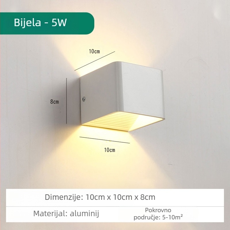 LED zidna svjetiljka, KLS-023, kvadratno staklena sjenila, 85-265V, vijek trajanja 5000 h, moderan minimalistički stil
