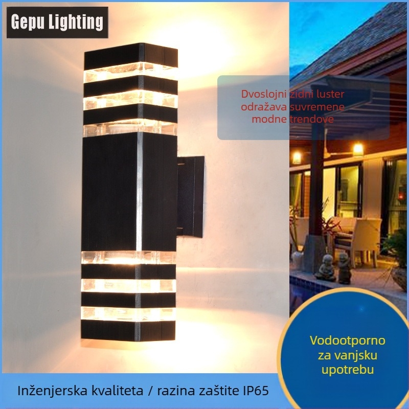 Vanjska zidna svjetiljka s gore-dolje osvjetljenjem GP-PVC110 (220V, IP65, 2 LED, 3000K)