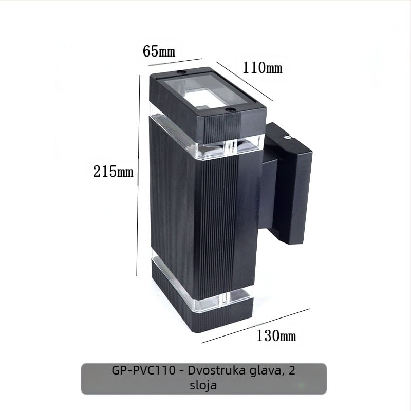 Vanjska zidna svjetiljka s gore-dolje osvjetljenjem GP-PVC110 (220V, IP65, 2 LED, 3000K)