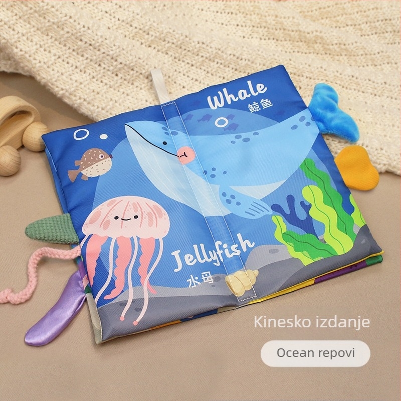 EHANBAOBI platnena dječja obrazovna knjiga za djecu od 0–3 godine, otporna na kidanje i sigurna za grizenje, s 3D elementima