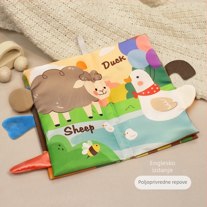 EHANBAOBI platnena dječja obrazovna knjiga za djecu od 0–3 godine, otporna na kidanje i sigurna za grizenje, s 3D elementima