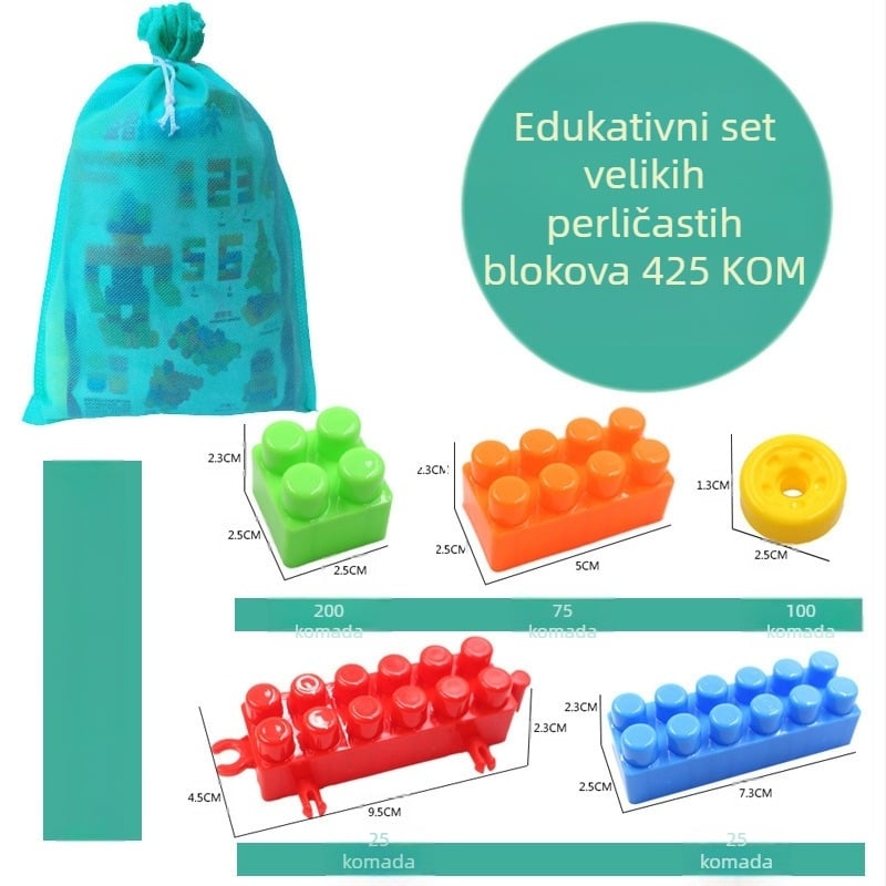 DIY veliki plastični građevinski blokovi za djecu – Edukativni blokovi za predškolsko doba, 100–200 komada, PP plastika, pakiranje u bačvi, 3C certifikat 2018012203132584
