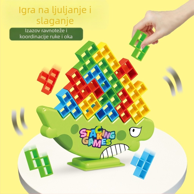 Dječja uravnotežena građevinska igra s blokovima u stilu Tetris za stolnu igru, roditelj-dijete interakcija, ABS plastika, bez električne energije, višenamjenska, za djecu 4–6 godina