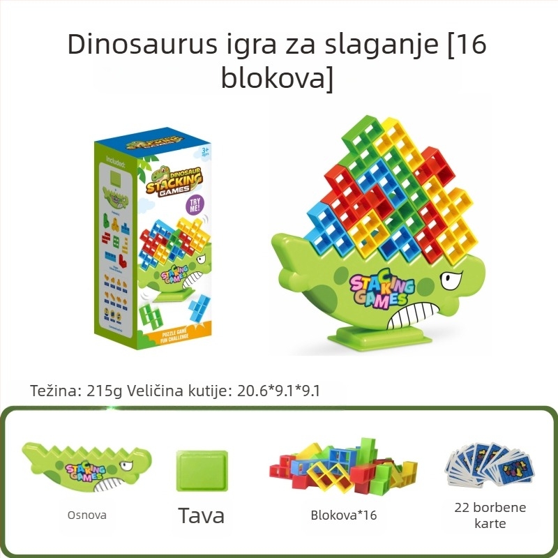 Dječja uravnotežena građevinska igra s blokovima u stilu Tetris za stolnu igru, roditelj-dijete interakcija, ABS plastika, bez električne energije, višenamjenska, za djecu 4–6 godina
