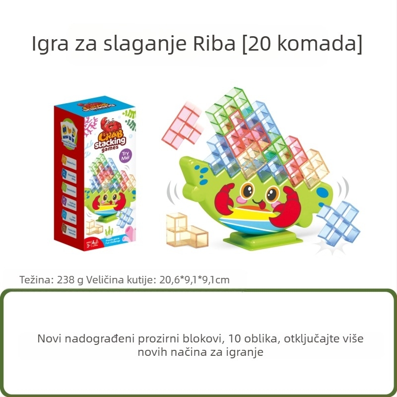 Dječja uravnotežena građevinska igra s blokovima u stilu Tetris za stolnu igru, roditelj-dijete interakcija, ABS plastika, bez električne energije, višenamjenska, za djecu 4–6 godina