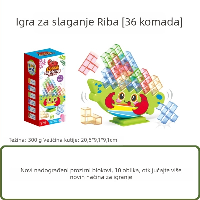 Dječja uravnotežena građevinska igra s blokovima u stilu Tetris za stolnu igru, roditelj-dijete interakcija, ABS plastika, bez električne energije, višenamjenska, za djecu 4–6 godina