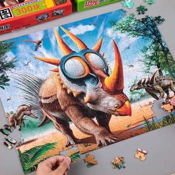 Puzle dinosaura za djecu – ravni slagalica, 100/200/300 komada, papir, DIY mogućnost, za uzrast 4–6 godina