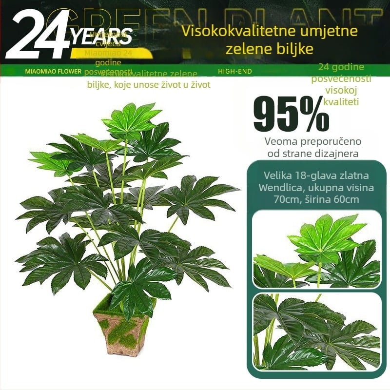 Unutarnja umjetna zelena biljka za zidnu dekoraciju — 3D ispis, vrsta zelene biljke, marka Miao Miao