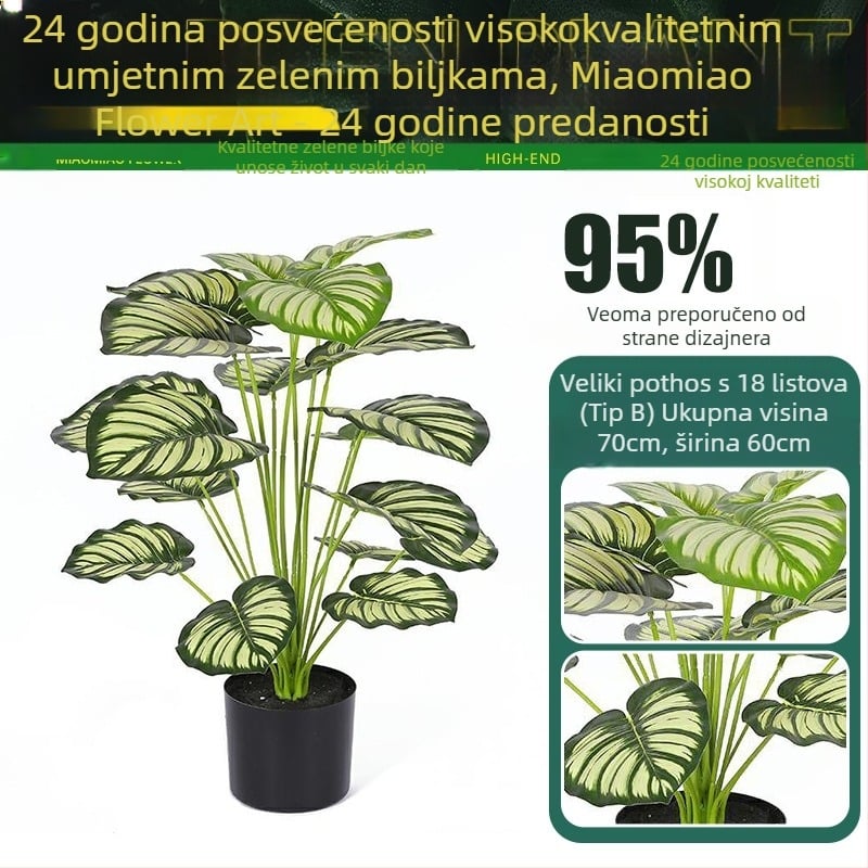 Unutarnja umjetna zelena biljka za zidnu dekoraciju — 3D ispis, vrsta zelene biljke, marka Miao Miao