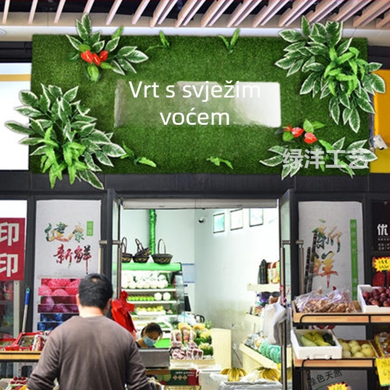 Simulirana zidna biljka pozadina za vitrine — Green Craft, plastika, injekcijsko oblikovanje, vrsta: Zeleni radič, Namjena: dekoracija, vanjska, vjenčanja, rekviziti za fotografiju