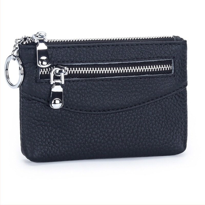 Kožna novčana torbica za unisex, gradski minimalistički stil, pretinci za kartice, novčiće i identifikaciju, podstava od poliestera, koža prvog sloja