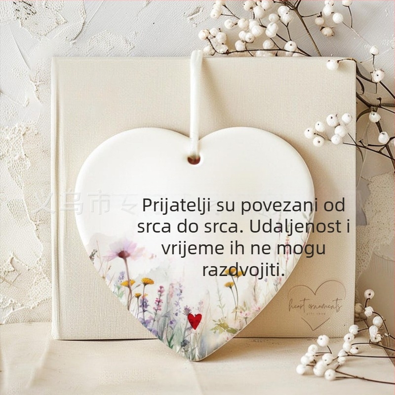 Geometrijski ukras za prijateljstvo od bijelog porcelana