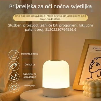 LED noćna svjetiljka s dodirnim upravljanjem, baterijsko napajanje, plastični sjenčanik, model Y2020