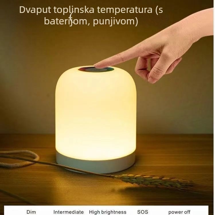 LED noćna svjetiljka s dodirnim upravljanjem, baterijsko napajanje, plastični sjenčanik, model Y2020