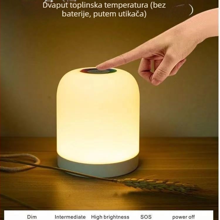 LED noćna svjetiljka s dodirnim upravljanjem, baterijsko napajanje, plastični sjenčanik, model Y2020