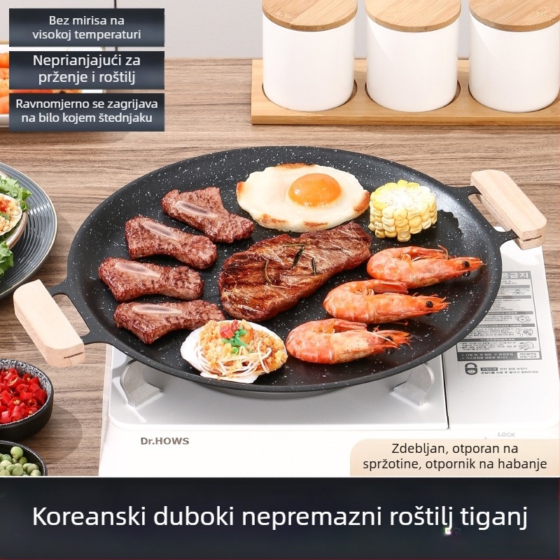 Grill tiganj s Maifan kamenom, korejski stil Teppanyaki, okruglo željezo, prijenosno, neprianjajući