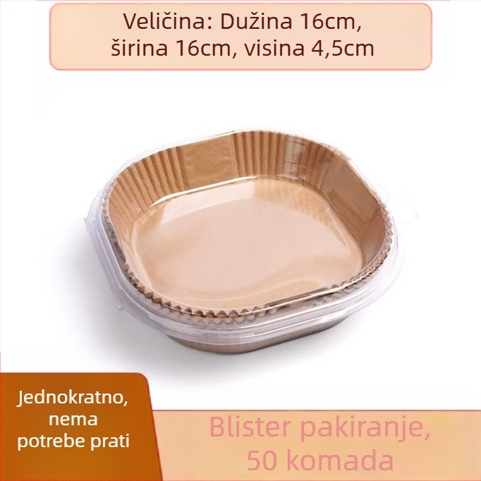Kružni papir za pečenje za air fryer, s otpornošću na ulje, jednokratna upotreba, drveni celulozni vlakna, 35 gsm
