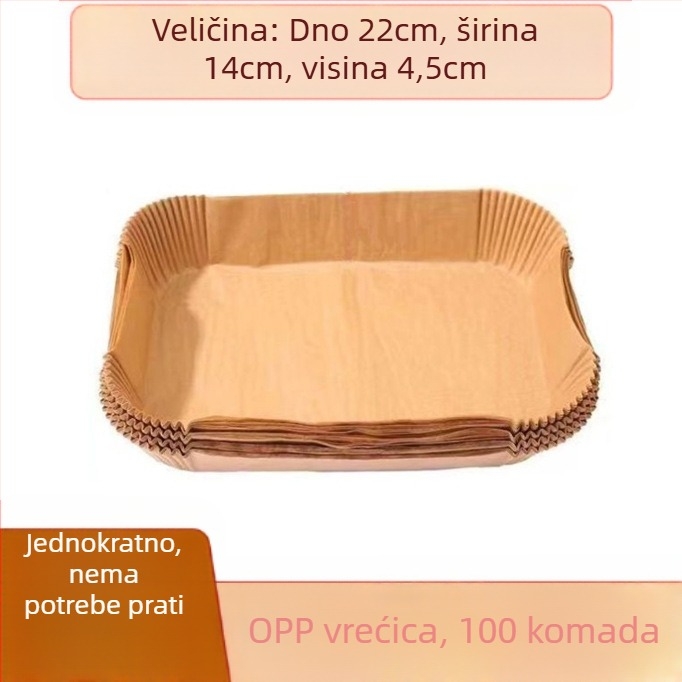 Kružni papir za pečenje za air fryer, s otpornošću na ulje, jednokratna upotreba, drveni celulozni vlakna, 35 gsm