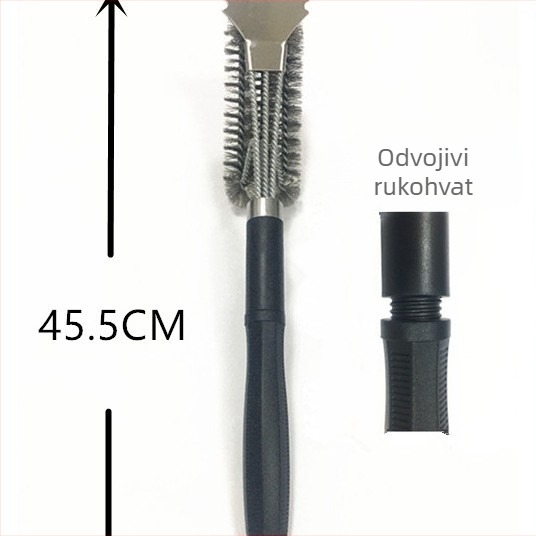 Četka za roštilj Jin Hengtai, s 3 zamjenjive opruge, dlačice od 201 nehrđajućeg čelika, PP drška