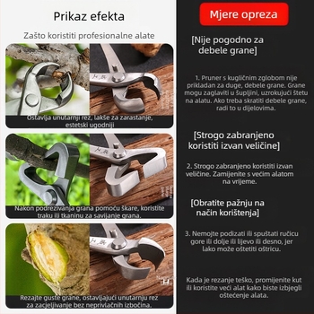 Široke rezne škare s kuglastim zglobom i kosim otvorom za bonsaje i grane – Vrtni alat (Brand: Adult Worker)
