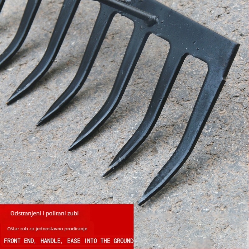 Vrtne grablje od mangan čelika sa 9 i 5 zubiju, za prozračivanje tla i uklanjanje korova, kućna upotreba