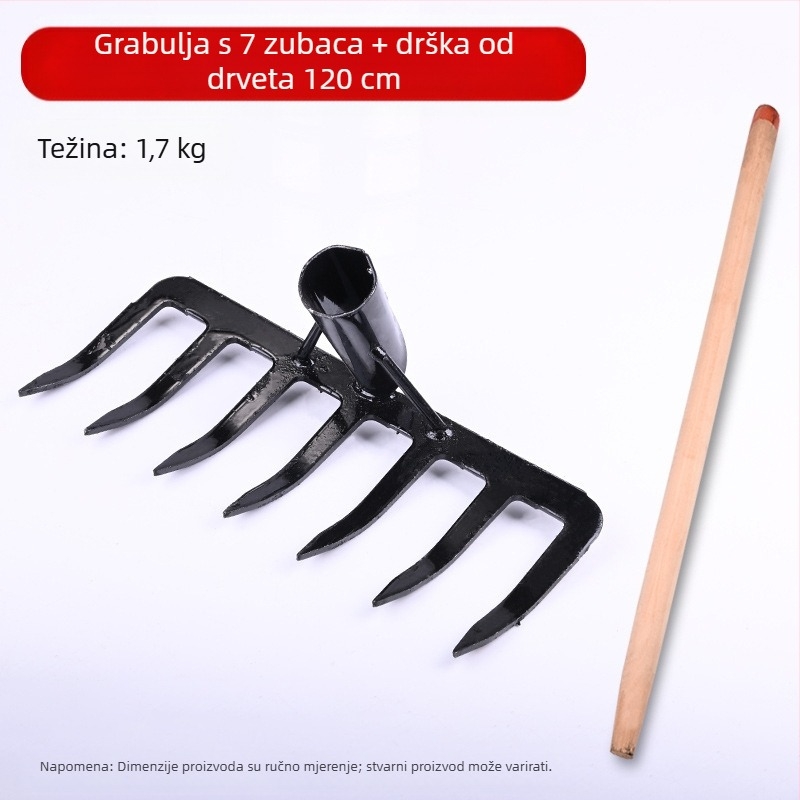 Vrtne grablje od mangan čelika sa 9 i 5 zubiju, za prozračivanje tla i uklanjanje korova, kućna upotreba