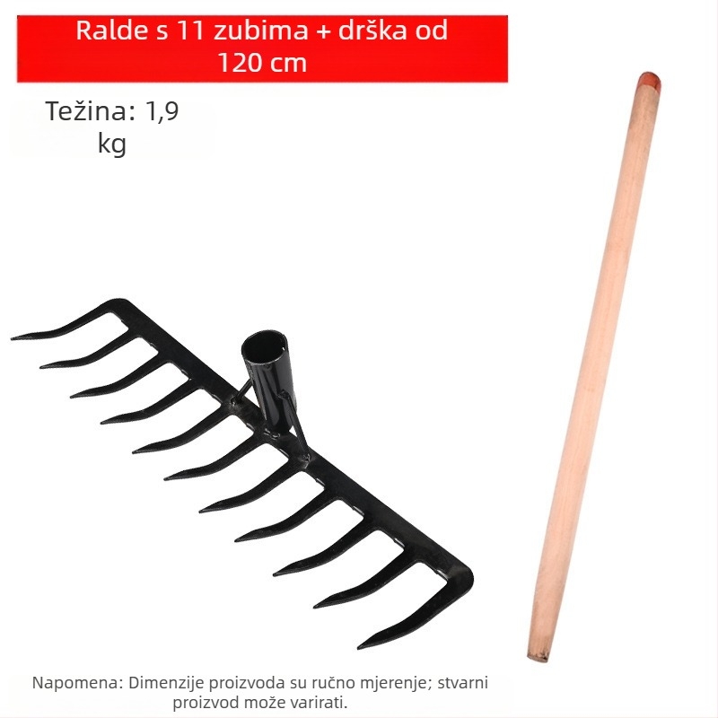 Vrtne grablje od mangan čelika sa 9 i 5 zubiju, za prozračivanje tla i uklanjanje korova, kućna upotreba