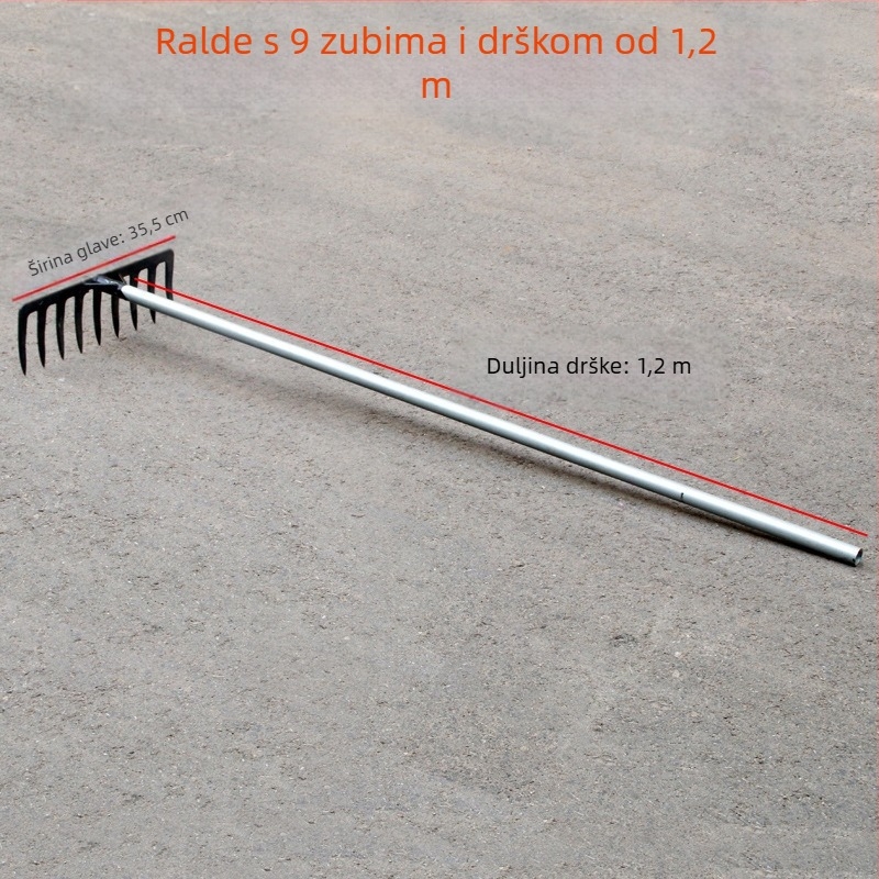 Vrtne grablje od mangan čelika sa 9 i 5 zubiju, za prozračivanje tla i uklanjanje korova, kućna upotreba