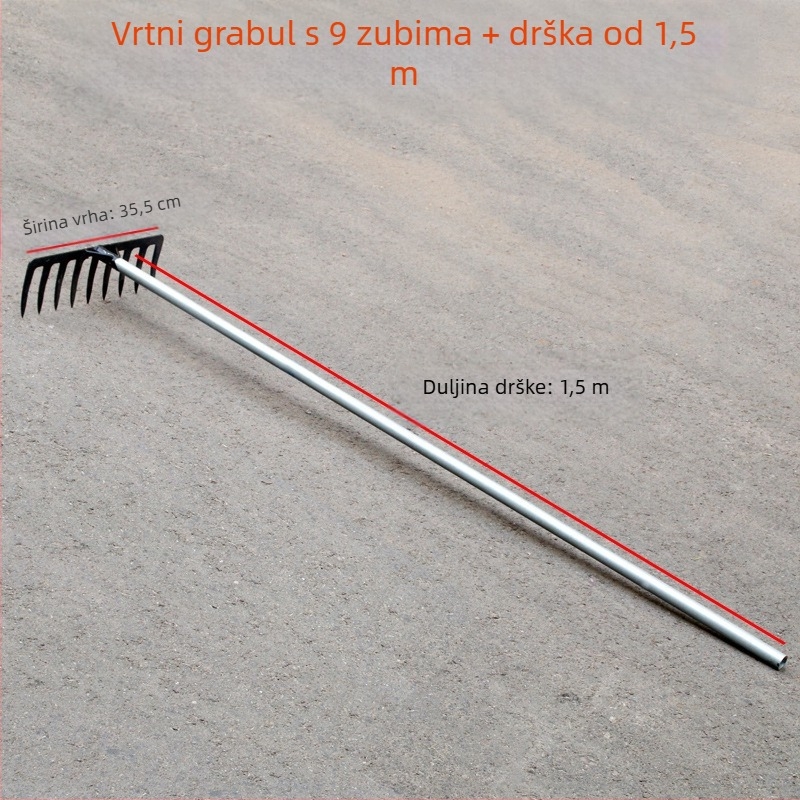 Vrtne grablje od mangan čelika sa 9 i 5 zubiju, za prozračivanje tla i uklanjanje korova, kućna upotreba