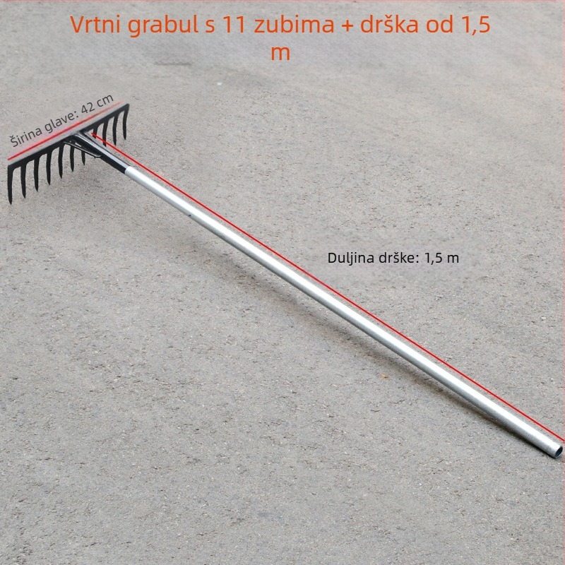 Vrtne grablje od mangan čelika sa 9 i 5 zubiju, za prozračivanje tla i uklanjanje korova, kućna upotreba