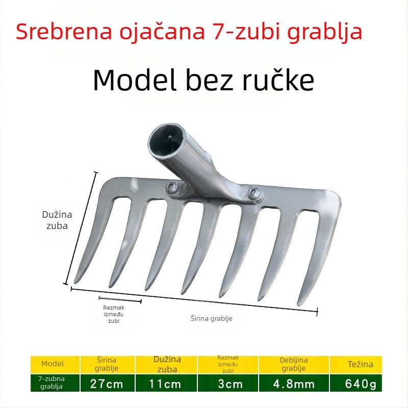 Vrtne grablje od mangan čelika sa 9 i 5 zubiju, za prozračivanje tla i uklanjanje korova, kućna upotreba