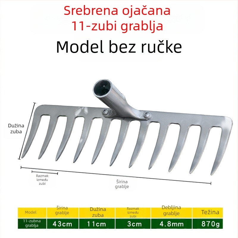 Vrtne grablje od mangan čelika sa 9 i 5 zubiju, za prozračivanje tla i uklanjanje korova, kućna upotreba