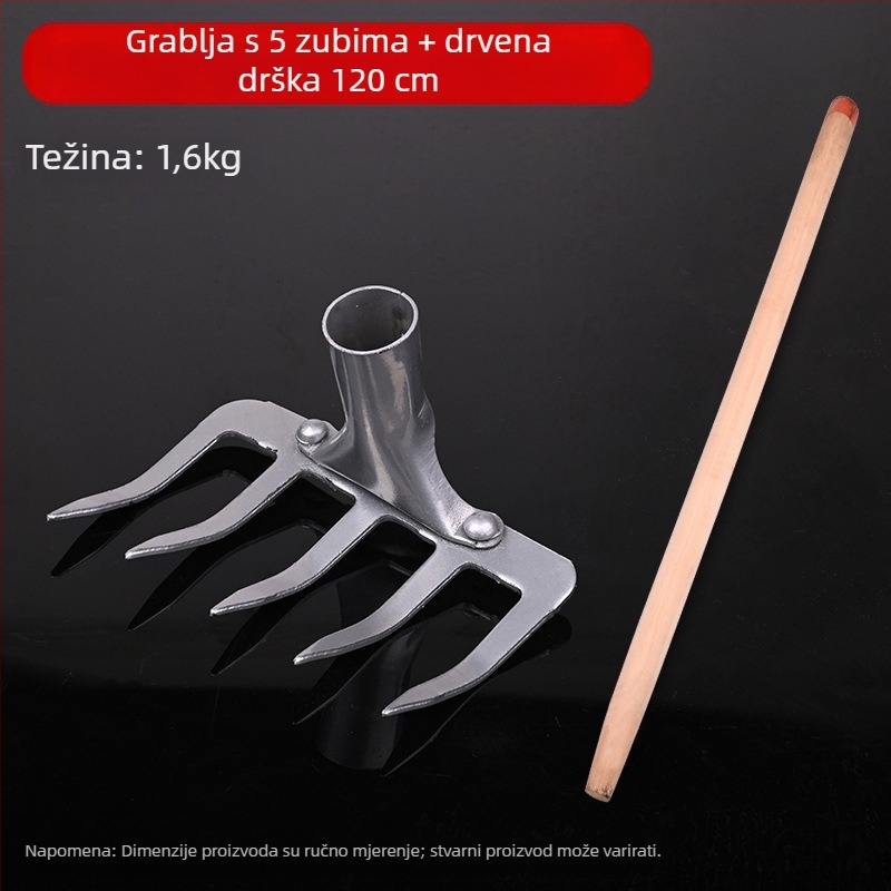 Vrtne grablje od mangan čelika sa 9 i 5 zubiju, za prozračivanje tla i uklanjanje korova, kućna upotreba