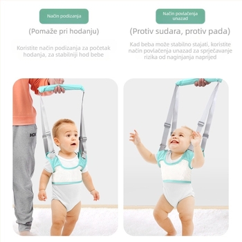 Pojas za hodanje za bebe - prozračni poliester, pomaže u učenju hodanja, potpora struka i sprječavanje pada, za dob 7–36 mjeseci