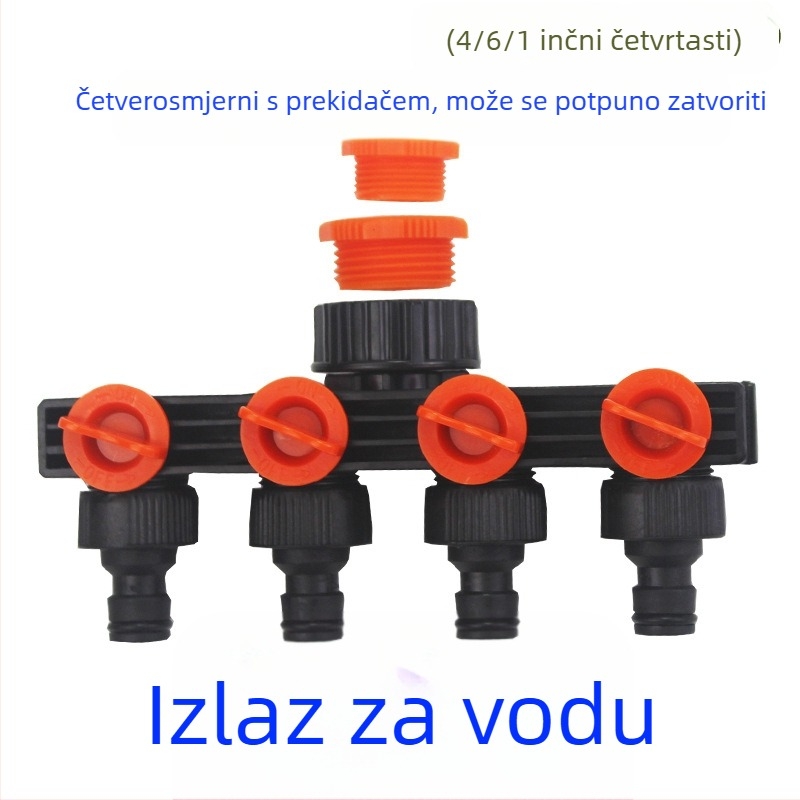 Deo plastični vodovodni priključak sa prekidačem – 1 na 4 razdjelnik za navodnjavanje vrta