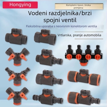 Plastični kuglasti ventil za pranje automobila s brzim priključkom, model Hongying, debljina zida 2 mm, klasa A