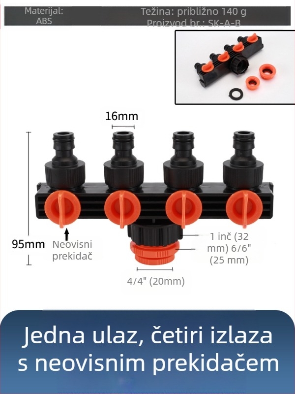 Plastični kuglasti ventil za pranje automobila s brzim priključkom, model Hongying, debljina zida 2 mm, klasa A