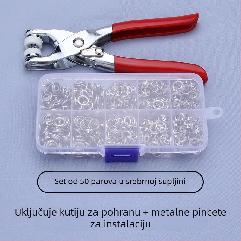Nerđajući čelik, petozubna kopča – set gumba sa snap, manžetama i skrivenim gumbima za donje rublje, košulje i dječju odjeću