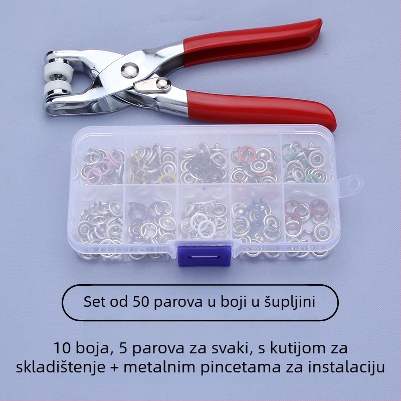 Nerđajući čelik, petozubna kopča – set gumba sa snap, manžetama i skrivenim gumbima za donje rublje, košulje i dječju odjeću