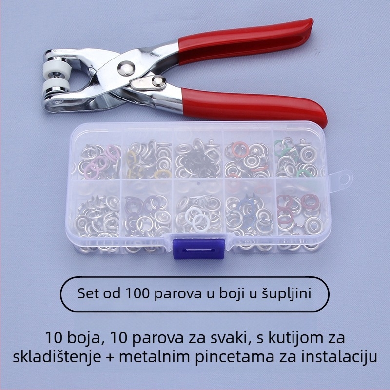 Nerđajući čelik, petozubna kopča – set gumba sa snap, manžetama i skrivenim gumbima za donje rublje, košulje i dječju odjeću