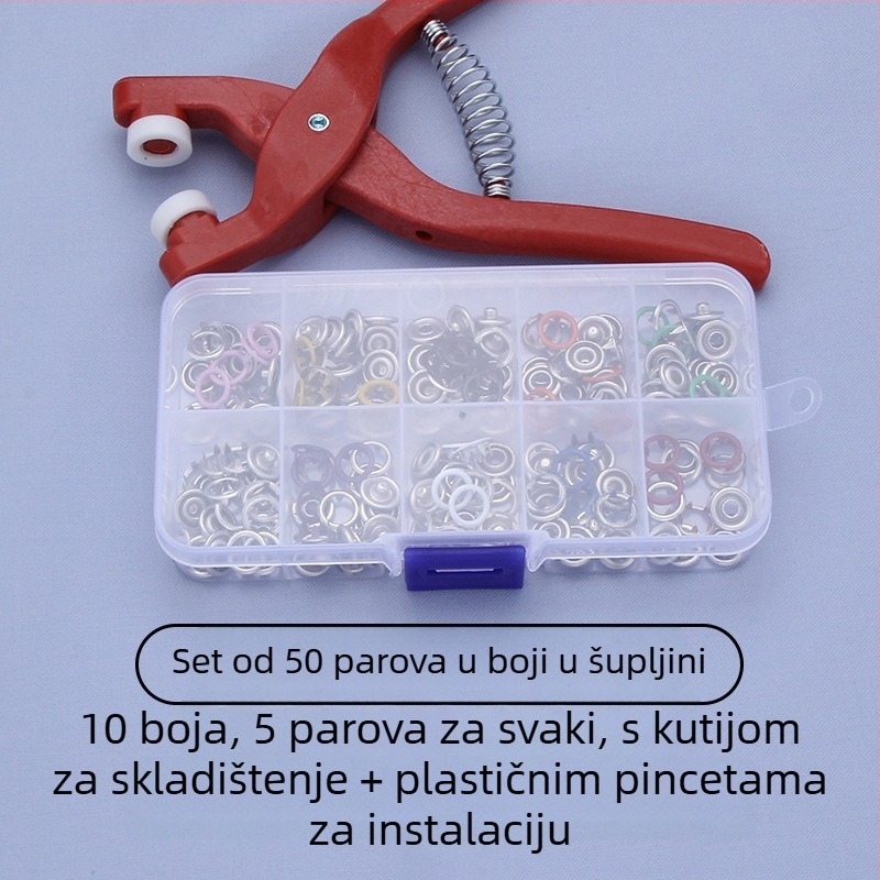 Nerđajući čelik, petozubna kopča – set gumba sa snap, manžetama i skrivenim gumbima za donje rublje, košulje i dječju odjeću