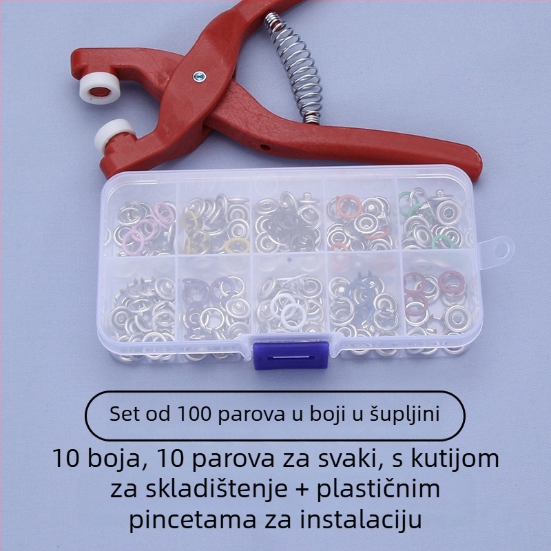 Nerđajući čelik, petozubna kopča – set gumba sa snap, manžetama i skrivenim gumbima za donje rublje, košulje i dječju odjeću