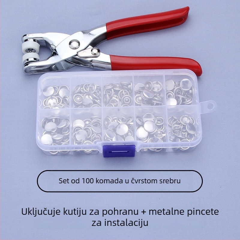 Nerđajući čelik, petozubna kopča – set gumba sa snap, manžetama i skrivenim gumbima za donje rublje, košulje i dječju odjeću