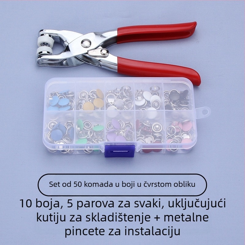 Nerđajući čelik, petozubna kopča – set gumba sa snap, manžetama i skrivenim gumbima za donje rublje, košulje i dječju odjeću