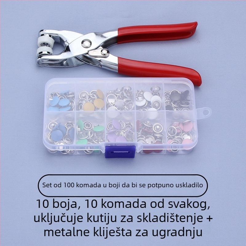 Nerđajući čelik, petozubna kopča – set gumba sa snap, manžetama i skrivenim gumbima za donje rublje, košulje i dječju odjeću