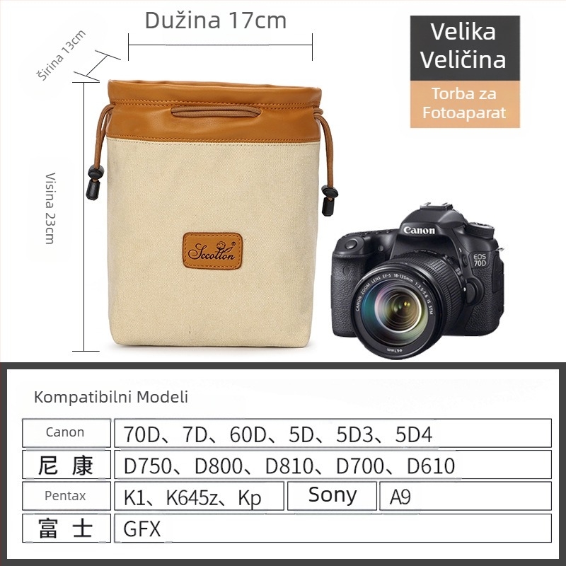 Torba za fotoaparat - Seven-Color Cotton, model K-76, platnena, kompatibilna Canon/Nikon, stil torbice